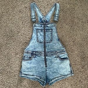 Zip front overall shorts